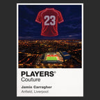 Jamie Carragher Liverpool number 23 Icons in Lights Frame artwork in black