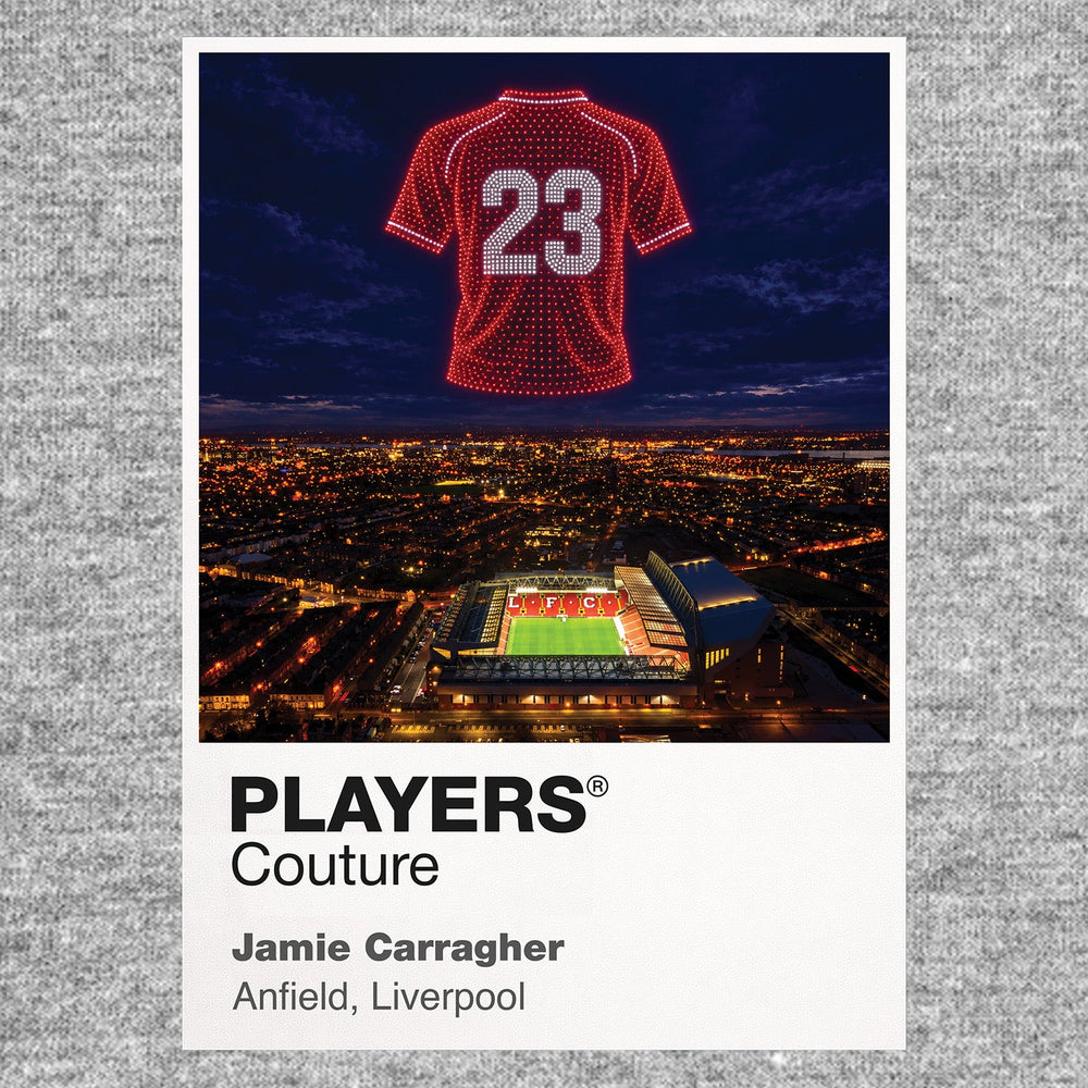 Jamie Carragher Liverpool number 23 Icons in Lights Frame artwork in grey