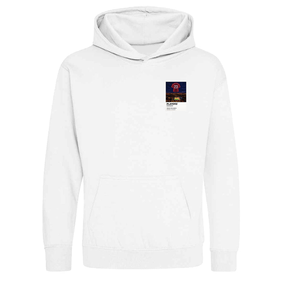 Jamie Carragher Liverpool Icons in Lights Frame Kids Hoodie in White