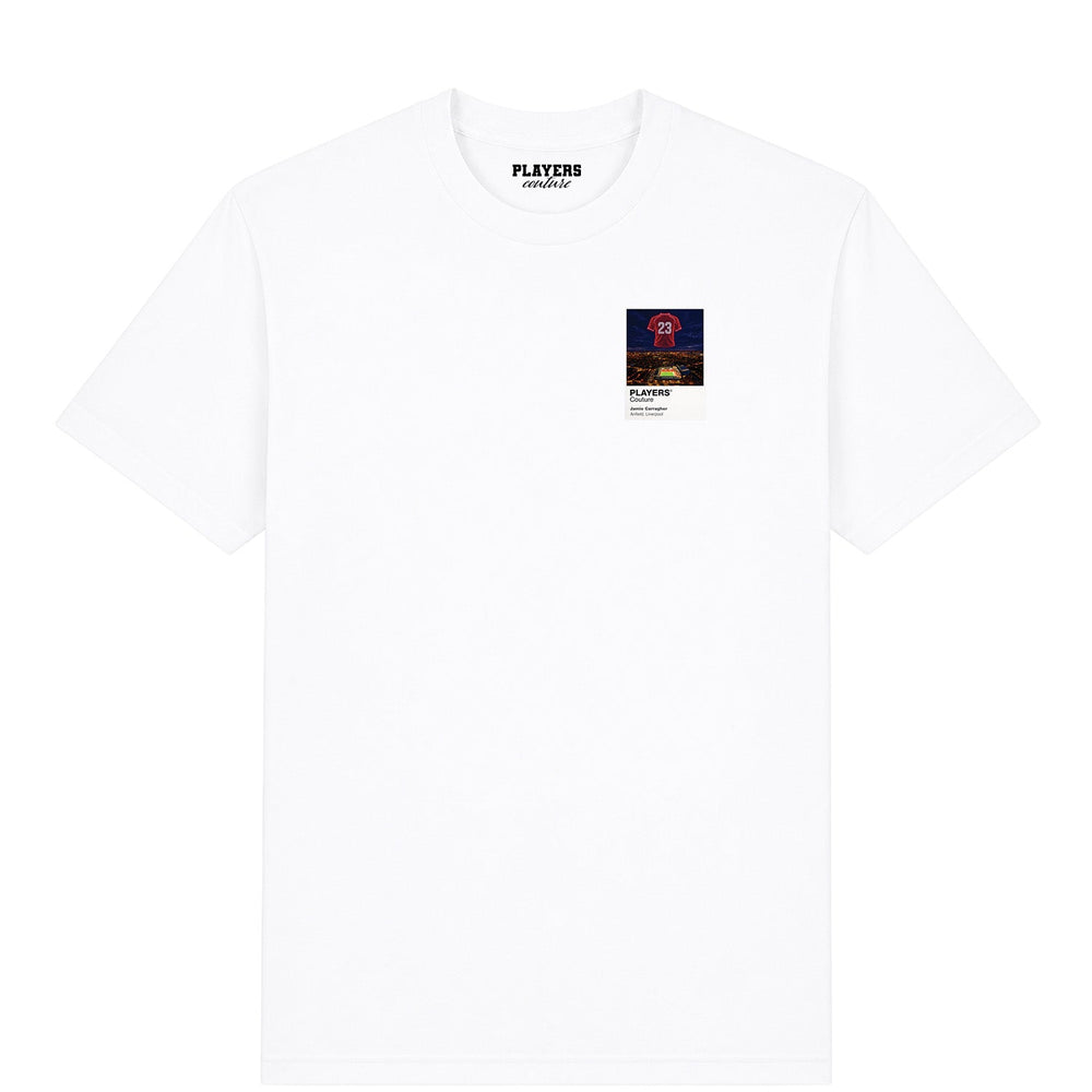Jamie Carragher Liverpool Icons in Lights Frame Men's T-Shirt in White