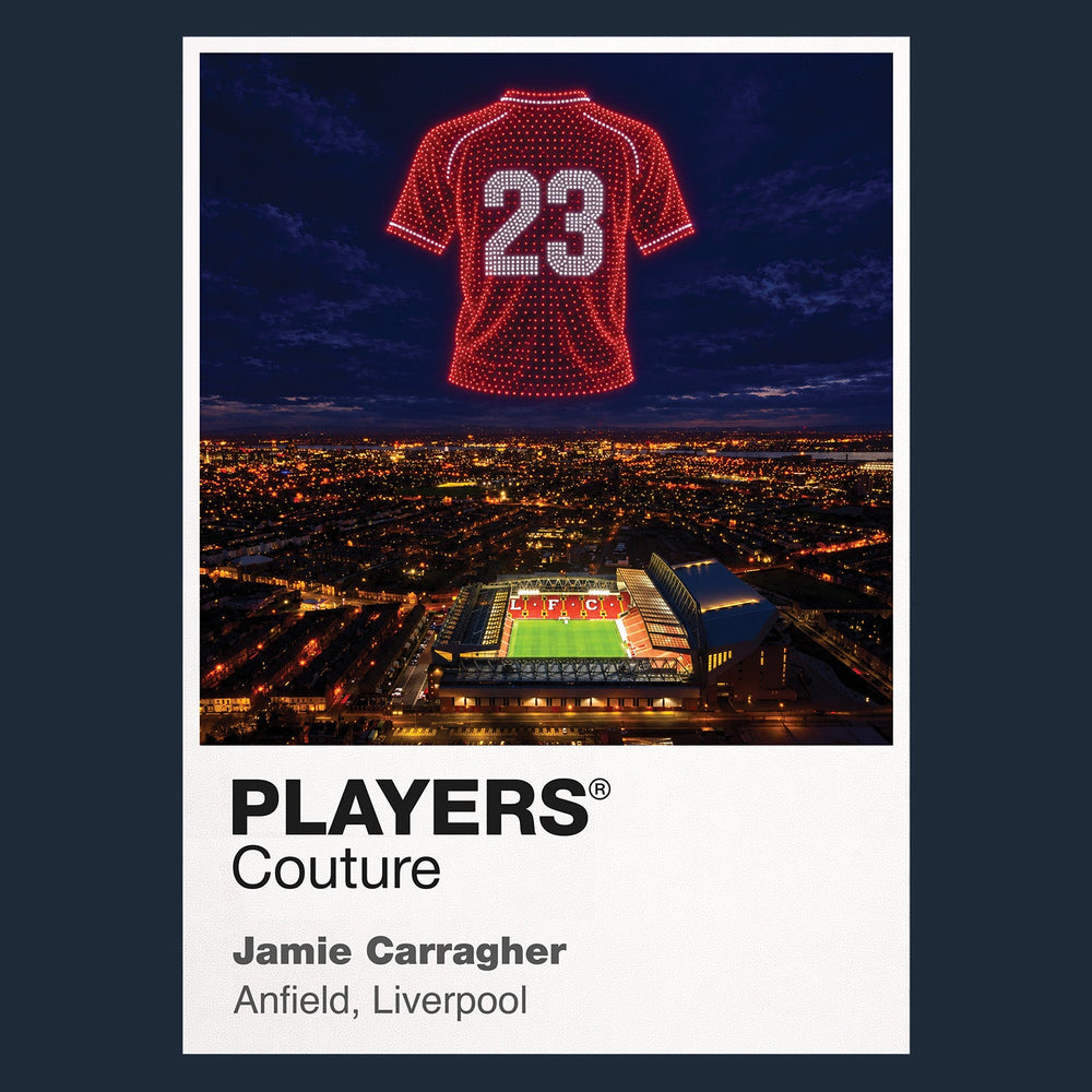 Jamie Carragher Liverpool number 23 Icons in Lights Frame artwork in navy