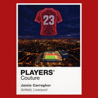 Jamie Carragher Liverpool number 23 Icons in Lights Frame artwork in red