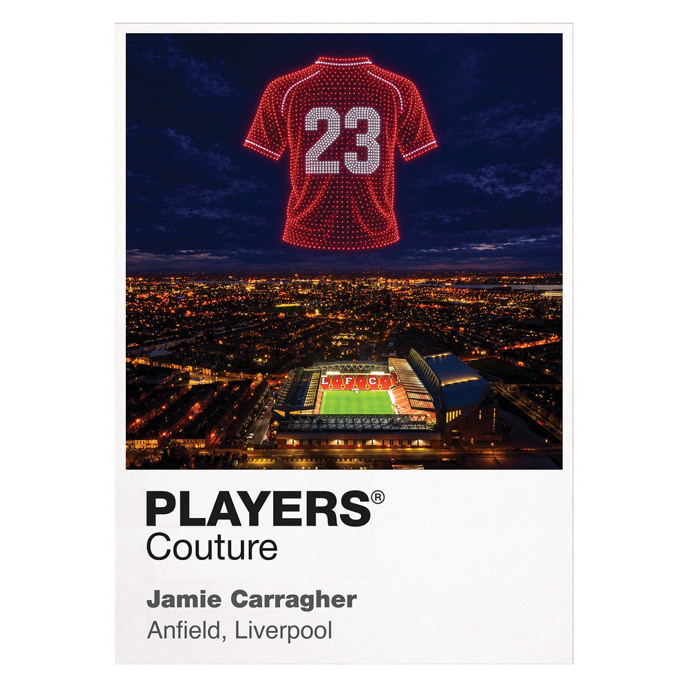 Jamie Carragher Liverpool number 23 Icons in Lights Frame artwork in white