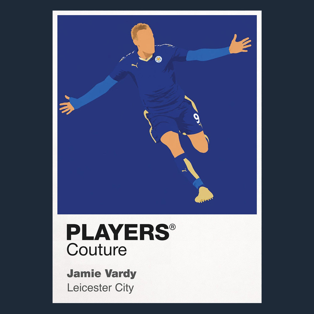 Jamie Vardy Leicester City Icon Frame Kids T-Shirt — Navy Artwork