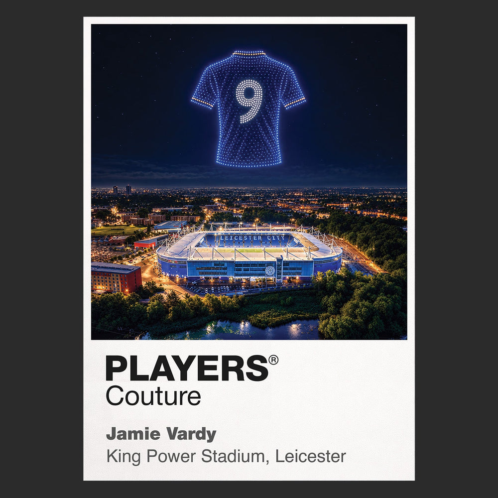 Jamie Vardy Leicester City number 9 Icons in Lights Frame artwork in black