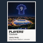 Jamie Vardy Leicester City number 9 Icons in Lights Frame artwork in navy
