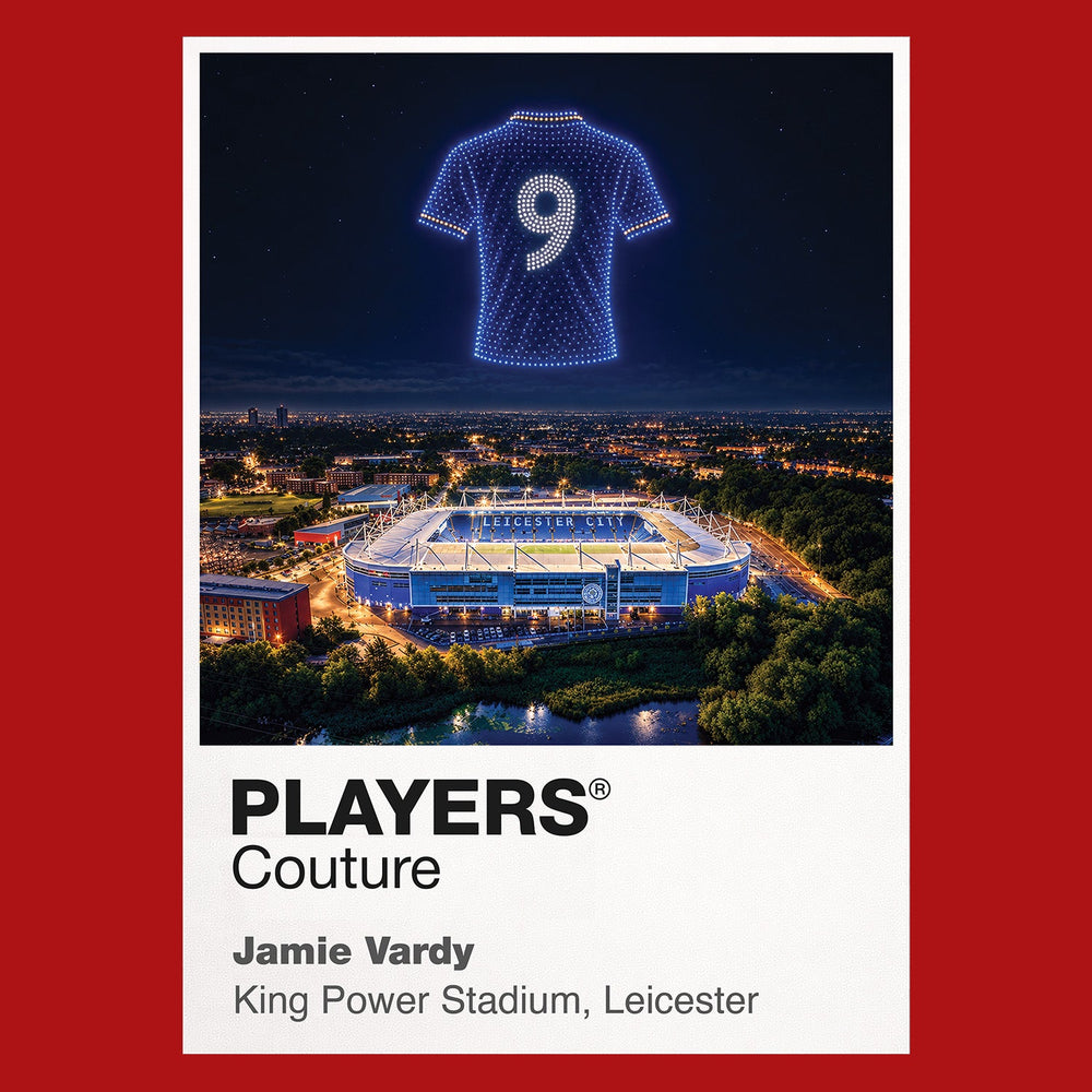 Jamie Vardy Leicester City number 9 Icons in Lights Frame artwork in red