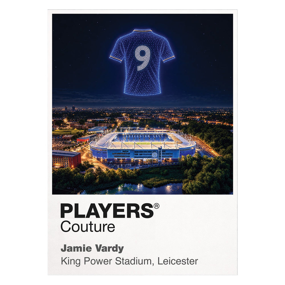 Jamie Vardy Leicester City number 9 Icons in Lights Frame artwork in white
