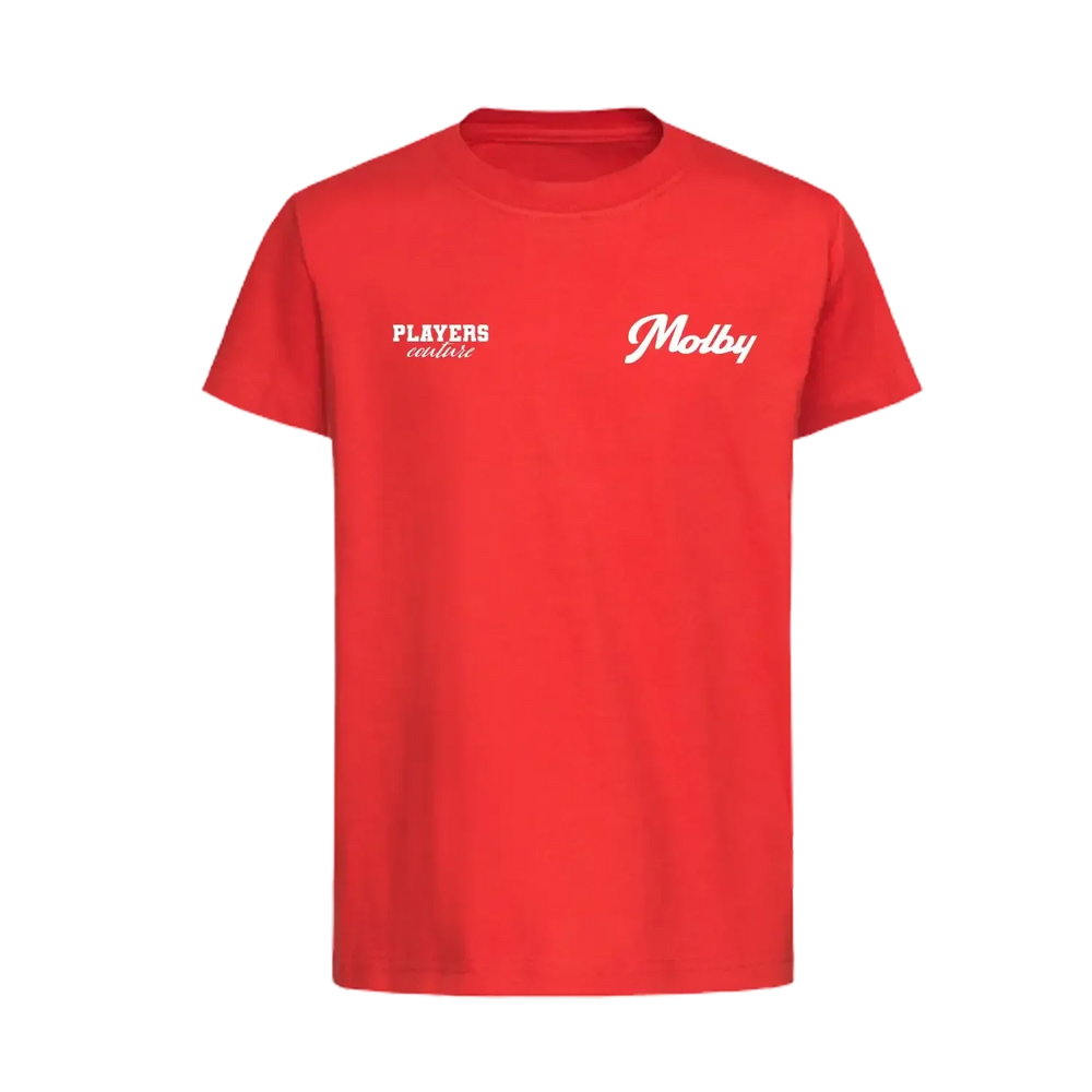 Jan Molby t-shirt – red kids' t-shirt featuring the Jan Molby Players Couture logo