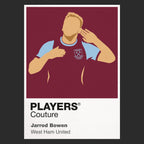 Jarrod Bowen West Ham United Icon Frame — Pantone-style player illustration art card