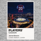 Jarrod Bowen West Ham United number 20 Icons in Lights Frame artwork in grey