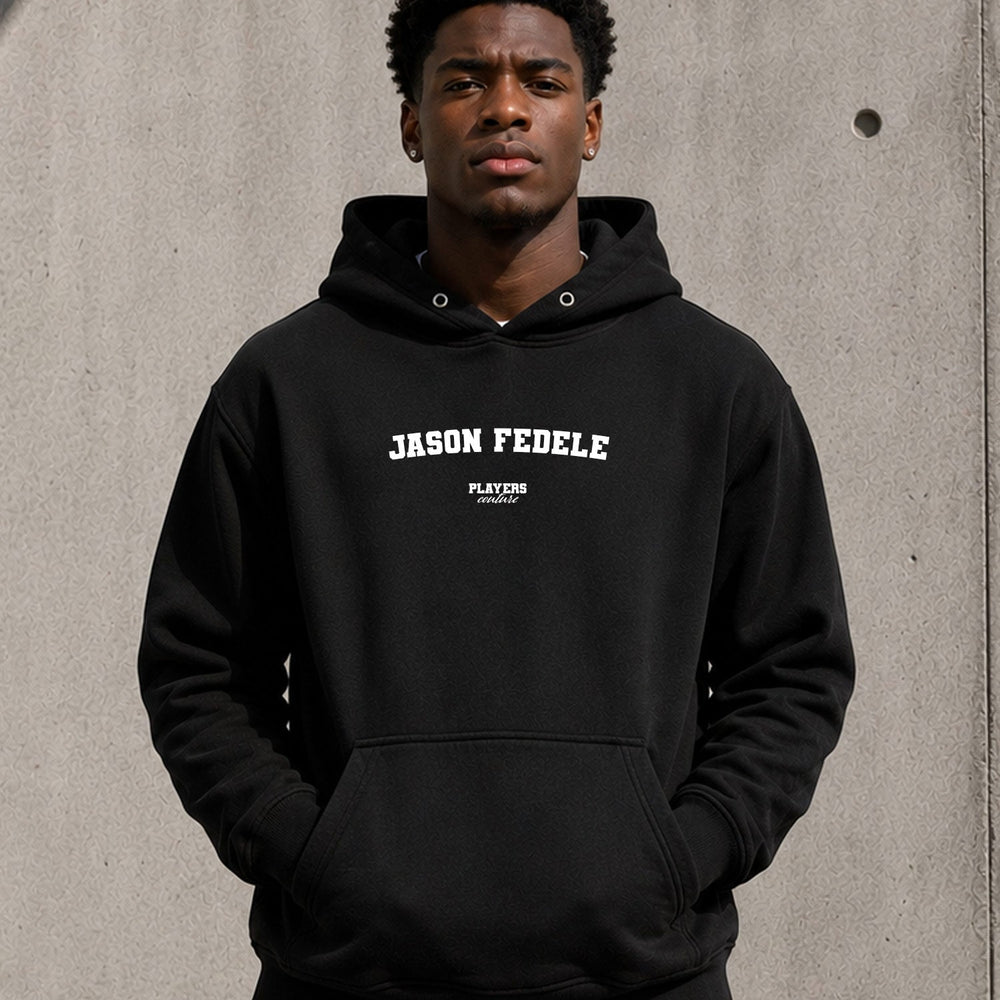 jason-fedele name-print hoodie - black