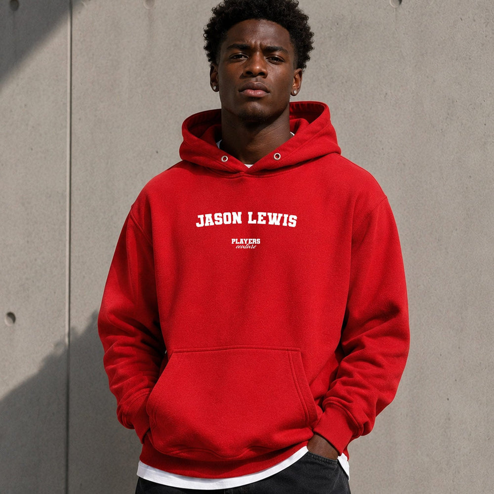 jason-lewis name-print hoodie - red