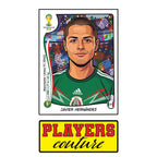 Javier Hernandez World Cup Sticker Men's T-Shirt – close-up detail shot of the Javier Hernandez World Cup Players Couture