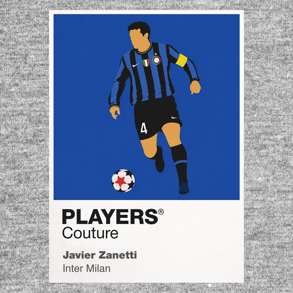 Javier Zanetti Inter Milan Icon Frame Men's Hoodie — Gray Artwork