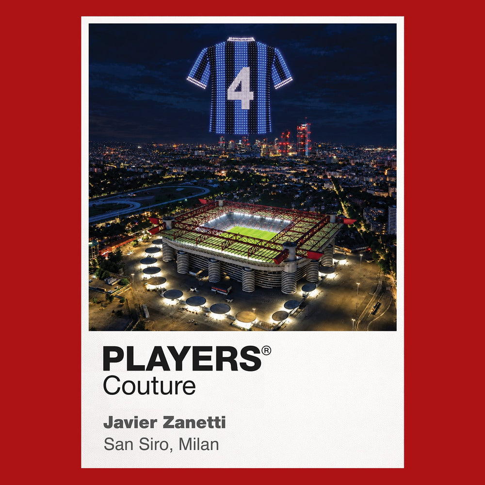 Javier Zanetti Inter Milan number 4 Icons in Lights Frame artwork in red