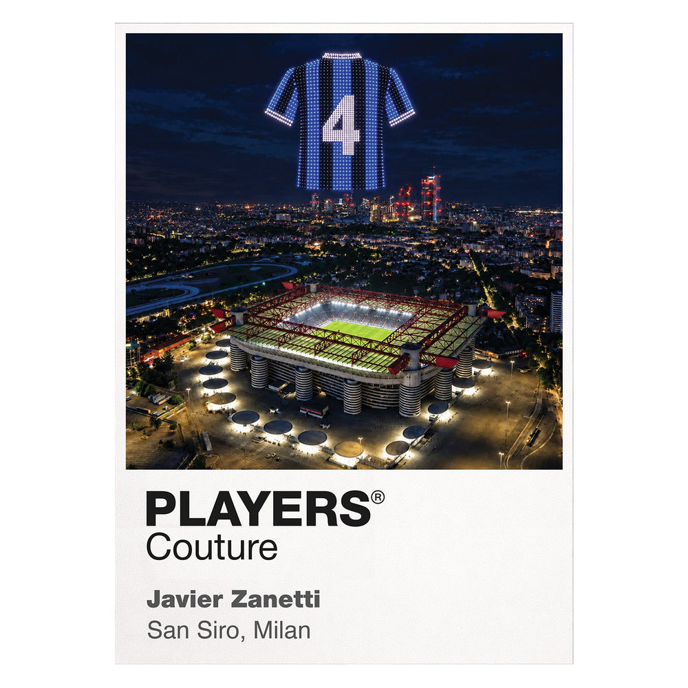 Javier Zanetti Inter Milan number 4 Icons in Lights Frame artwork in white