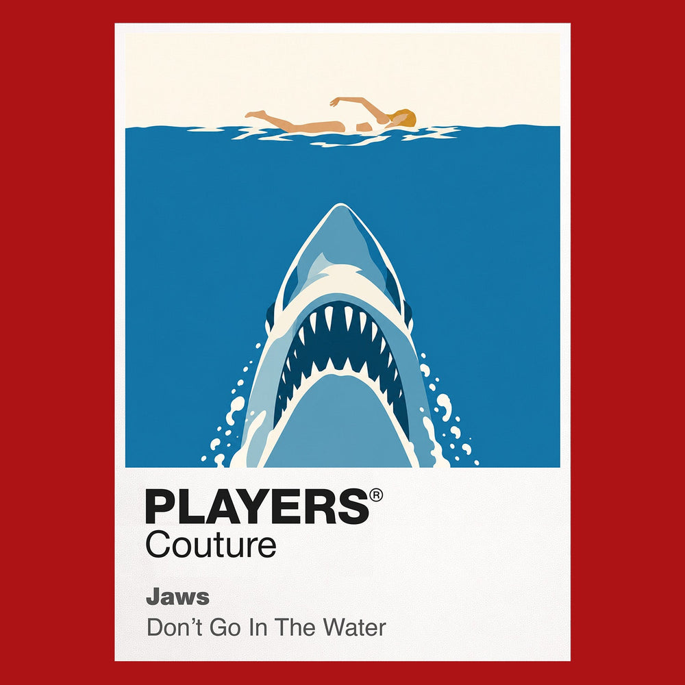 Jaws Brody, Hooper and Quint aboard the Orca above the unseen threat in Amity's water Icon Frame artwork in red