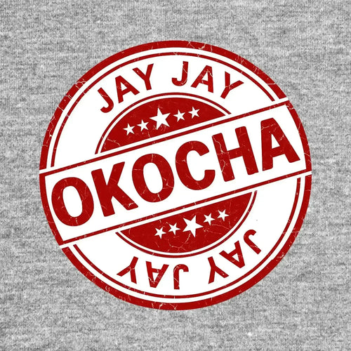Jay Jay Okocha Logo Men's T-Shirt – grey close-up detail shot of the Jay Jay Okocha Players Couture logo design