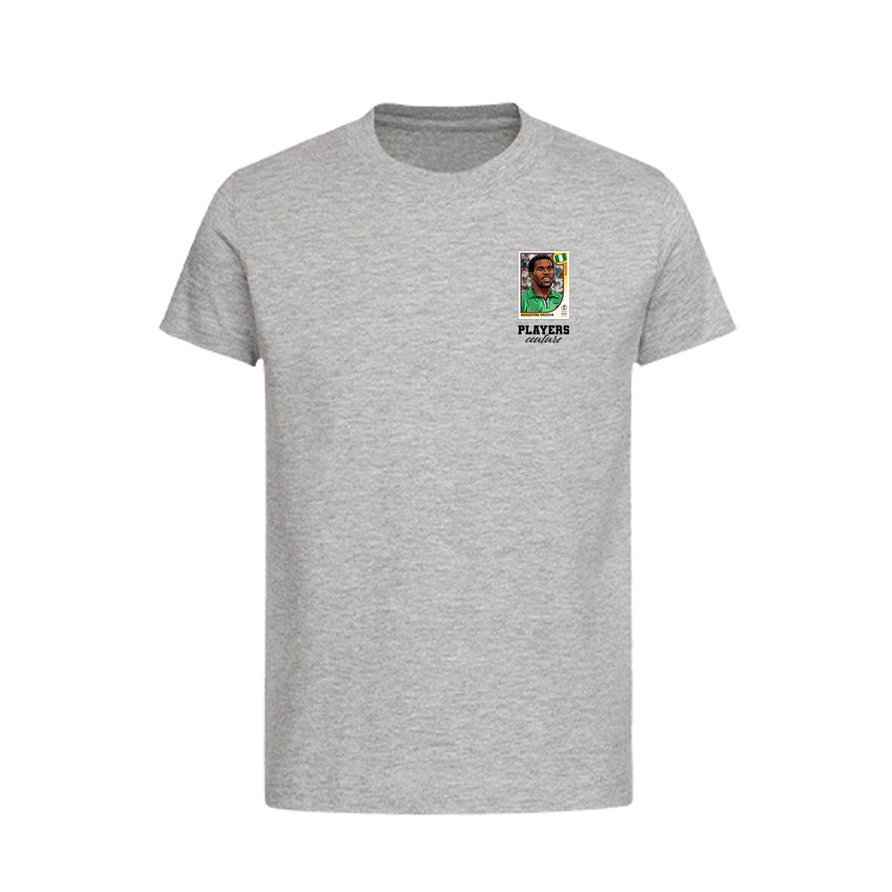 Jay-Jay Okocha World Cup Sticker Kids T-Shirt – jay jay okocha sticker kids grey tshirt Players Couture design