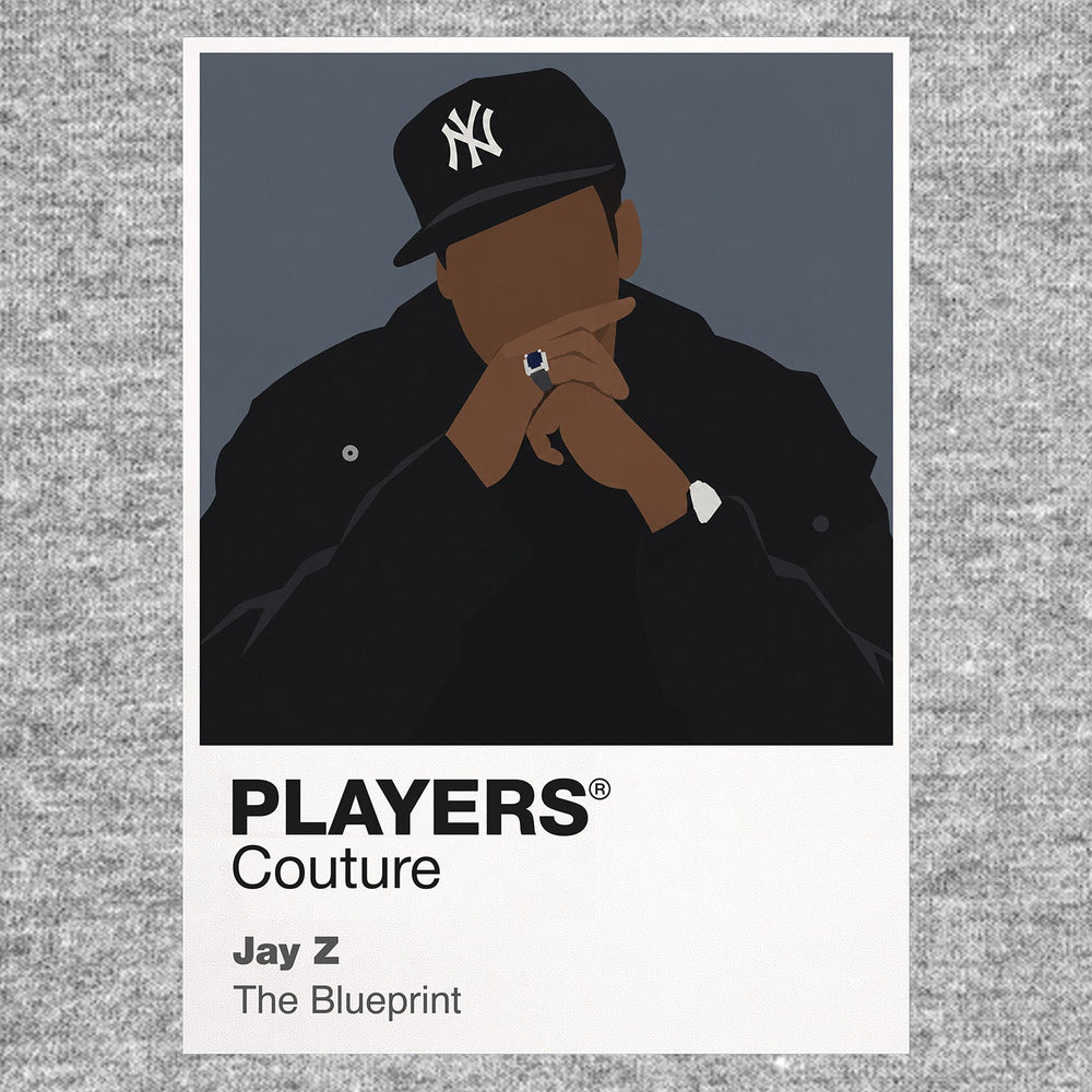 Jay-Z the restrained visual confidence associated with Jay-Z's music and business legacy Icon Frame artwork in grey