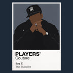 Jay-Z Jay-Z's composed performance silhouette and New York hip-hop identity Icon Frame artwork in navy