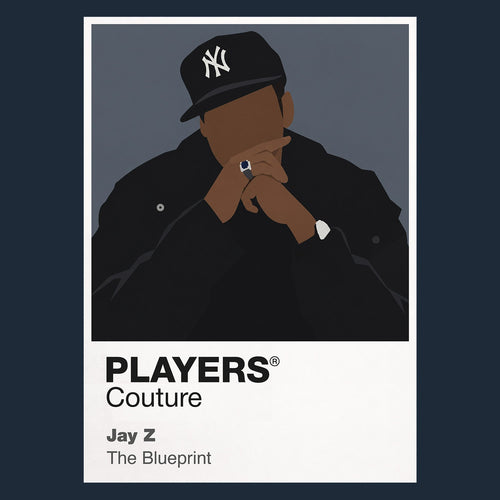 Jay-Z the restrained visual confidence associated with Jay-Z's music and business legacy Icon Frame artwork in navy