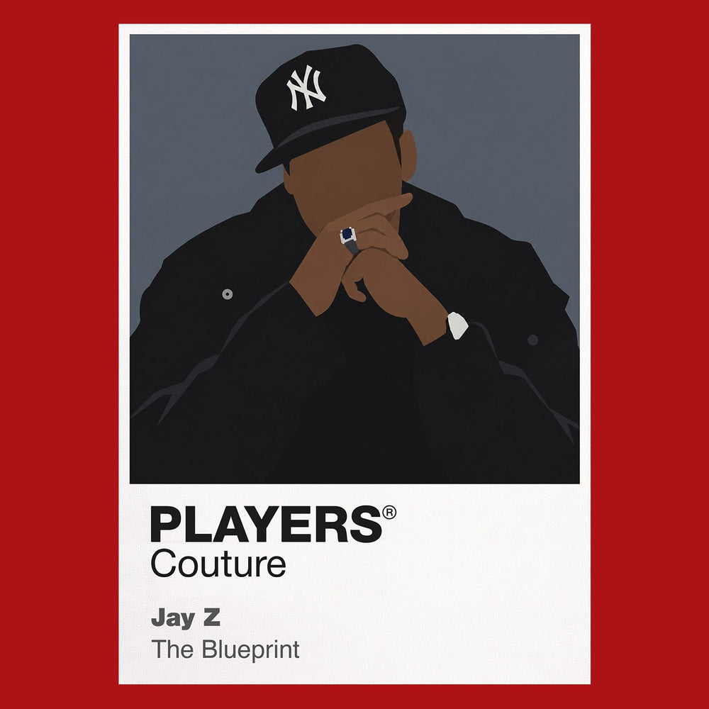 Jay-Z Jay-Z's composed performance silhouette and New York hip-hop identity Icon Frame artwork in red