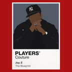 Jay-Z the restrained visual confidence associated with Jay-Z's music and business legacy Icon Frame artwork in red