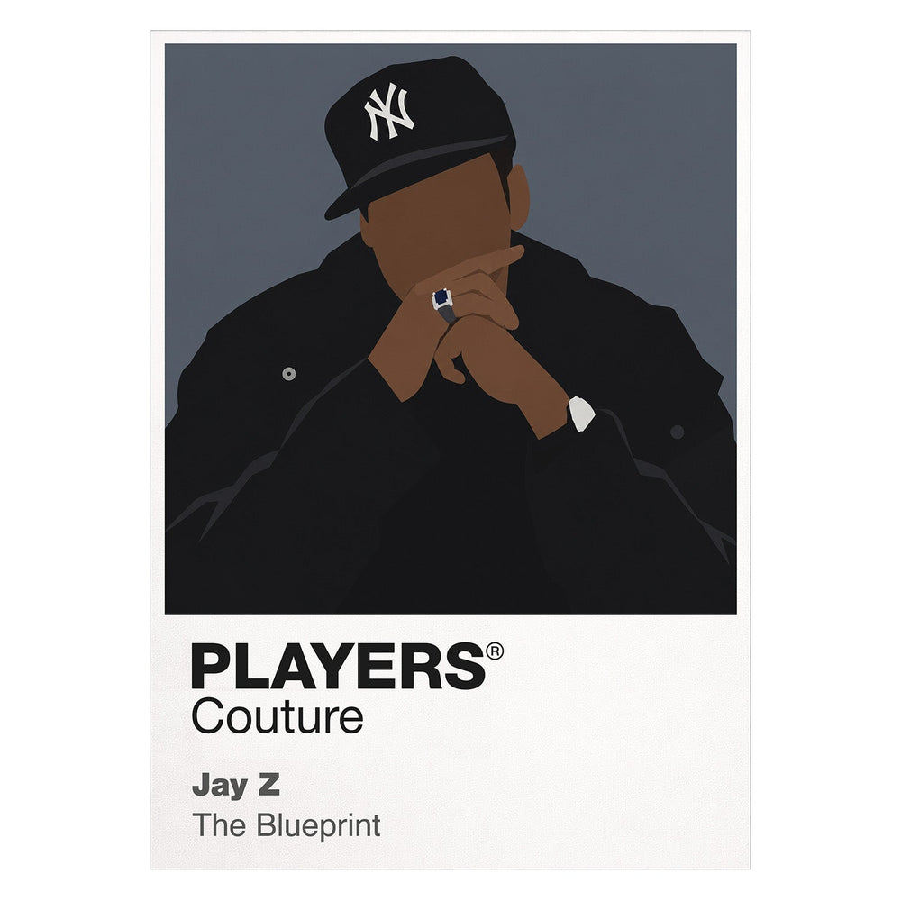 Jay-Z Jay-Z's composed performance silhouette and New York hip-hop identity Icon Frame artwork on white