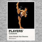 Jean-Claude Van Damme Jean-Claude Van Damme in a controlled high-kick and split stance drawn from his defining action roles Icon Frame artwork in grey