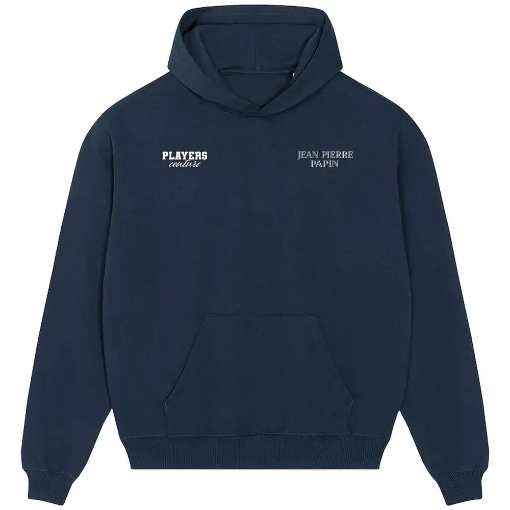 Jean Pierre Papin Logo Players Couture Men's Casual Hoodie - Navy / S | AC Milan, Ballon D'Or, Bayern Munich, Bordeaux, Club Brugge, Fashion Collection, Football, France, Hoodies, Marseille, Men's, PSG, Volume 1
