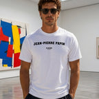 Jean-Pierre Papin Men's T-Shirt — lifestyle photo, White t-shirt