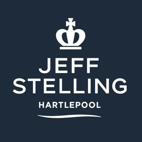 Jeff Stelling Logo Men's T-Shirt – navy close-up detail shot of the Jeff Stelling Players Couture logo design