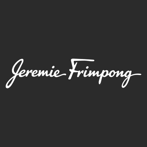 Jeremie Frimpong Logo Men's T-Shirt – black close-up detail shot of the Jeremie Frimpong Players Couture logo design