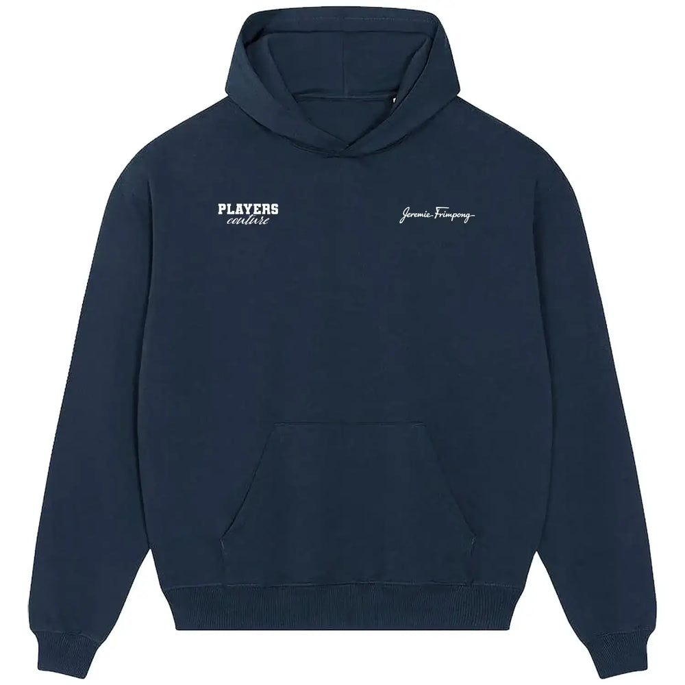 Jeremie Frimpong Logo Players Couture Men's Casual Hoodie - Navy / S | Bayer Leverkusen, Celtic, Fashion Collection, Football, Hoodies, Liverpool, Men's, Netherlands, Volume 1