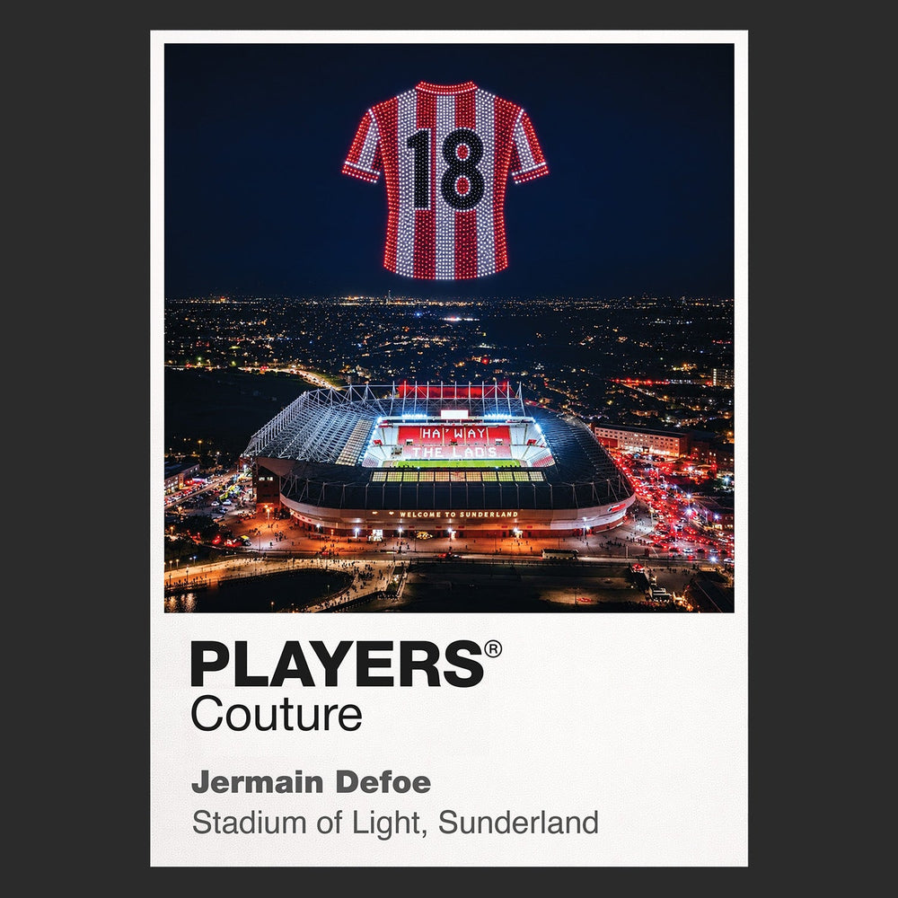 Jermain Defoe Sunderland number 18 Icons in Lights Frame artwork in black