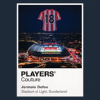 Jermain Defoe Sunderland number 18 Icons in Lights Frame artwork in navy