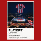 Jermain Defoe Sunderland number 18 Icons in Lights Frame artwork in red