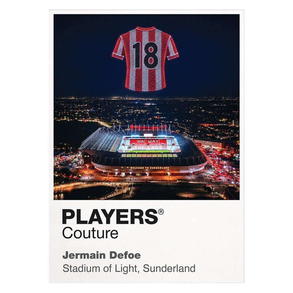 Jermain Defoe Sunderland number 18 Icons in Lights Frame artwork in white