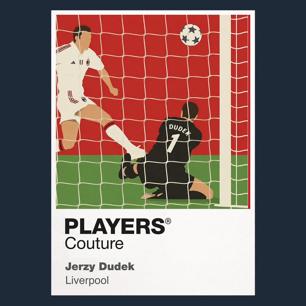 Jerzy Dudek Liverpool navy Icon Frame artwork detail