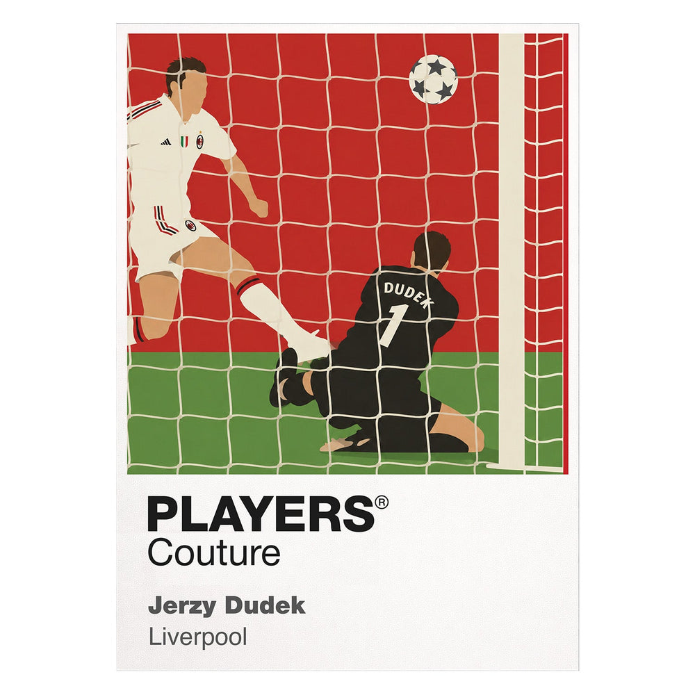 Jerzy Dudek Liverpool white Icon Frame artwork detail