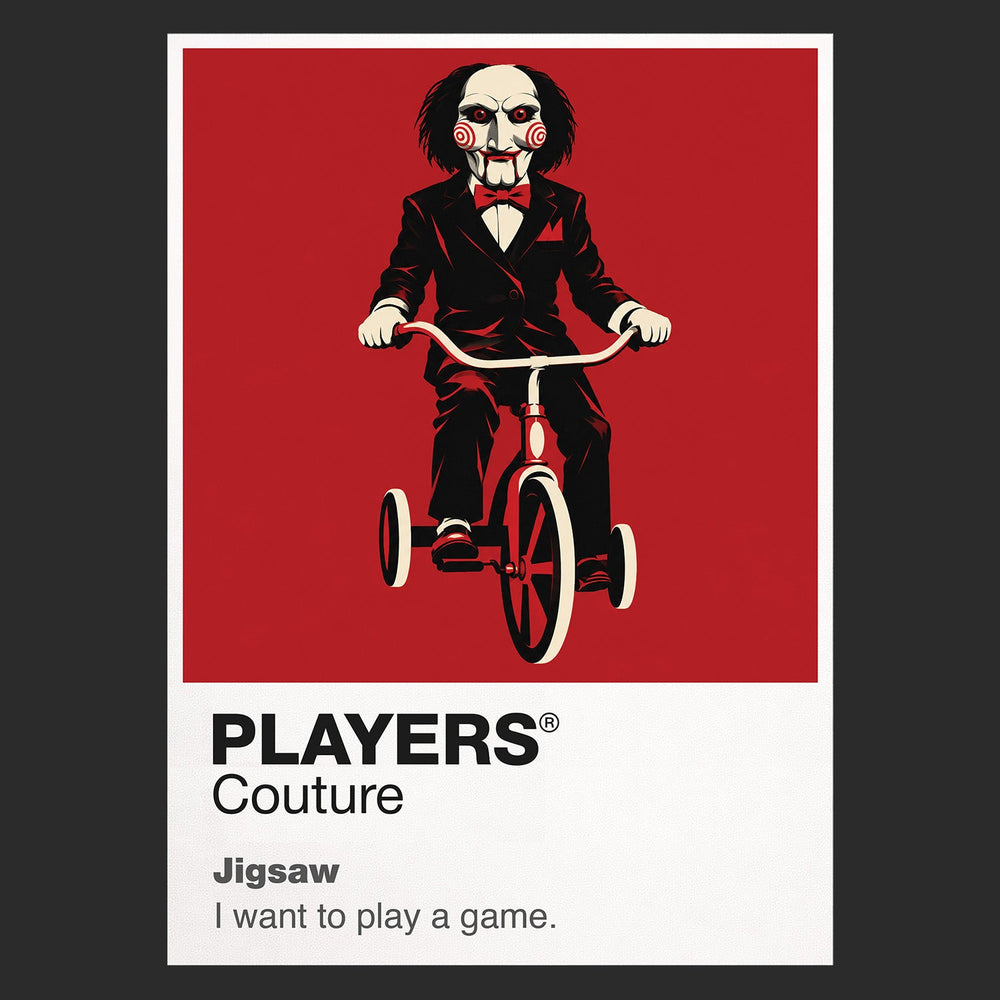 Jigsaw Billy the puppet and the spiral-marked machinery associated with Jigsaw's tests Icon Frame artwork in black