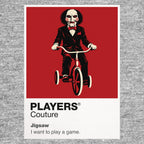Jigsaw Billy the puppet and the spiral-marked machinery associated with Jigsaw's tests Icon Frame artwork in grey