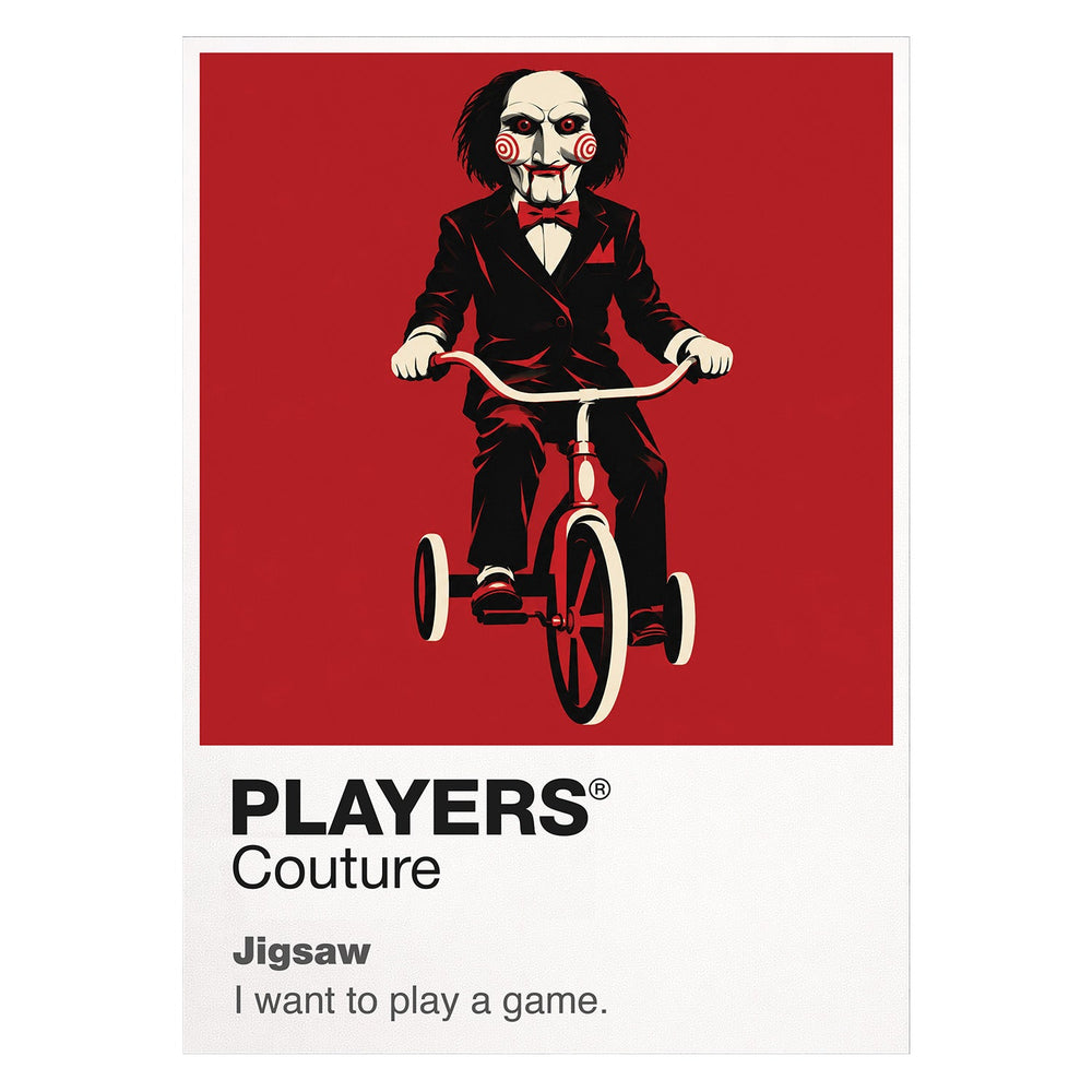 Jigsaw Billy the puppet and the spiral-marked machinery associated with Jigsaw's tests Icon Frame artwork on white