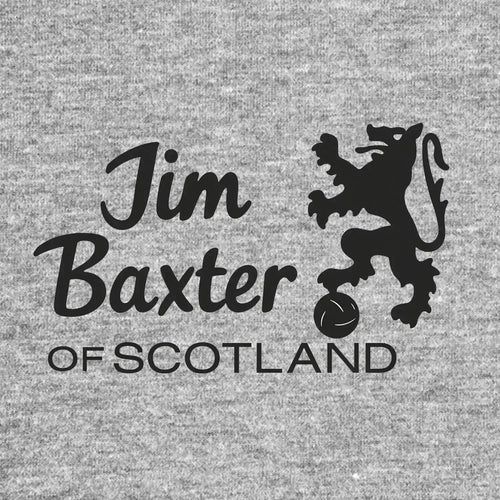 Jim Baxter Logo Men's Hoodie – grey close-up detail shot of the Jim Baxter Players Couture logo design