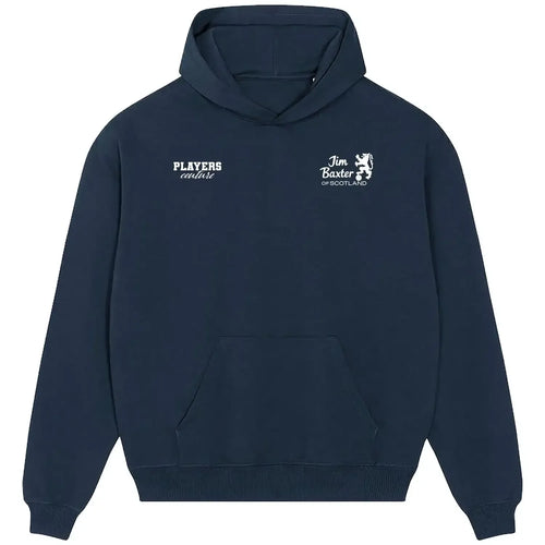 Jim Baxter hoodie – navy men's hoodie featuring the Jim Baxter Players Couture logo