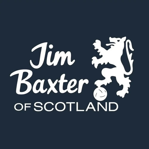 Jim Baxter Logo Men's Hoodie – navy close-up detail shot of the Jim Baxter Players Couture logo design
