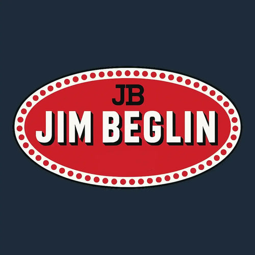 Jim Beglin Logo Men's Hoodie – navy close-up detail shot of the Jim Beglin Players Couture logo design