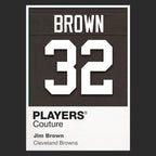 Jim Brown 32 Jersey Frame Men's T-Shirt – brown close-up detail shot of the Jim Brown 32 Players Couture logo design